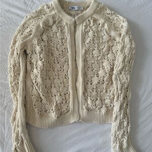 Zara Beige Lace Cardigan